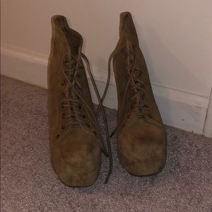 Tan suede booties, size 5.5.